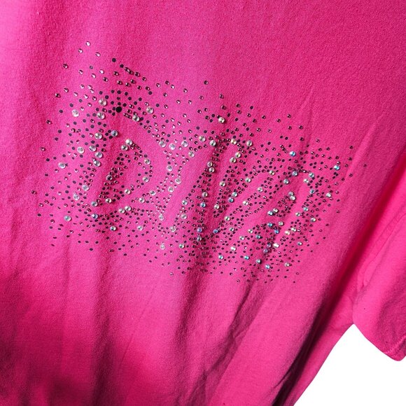 Gildan Pink DryBlend Sexy Diva Rhinestone Fringe Tee Large - Picture 5 of 5